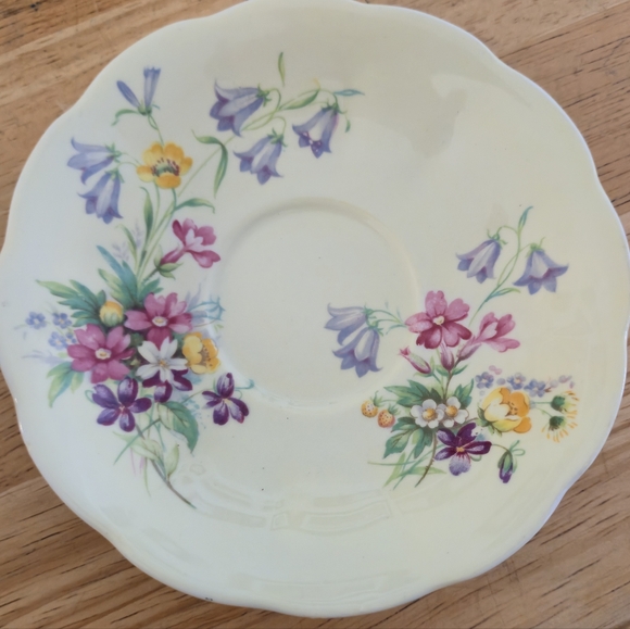 Queen Anne Yellow Wildflower Teacup & Saucer Set Cottagecore Bone China Vtg - Picture 2 of 10